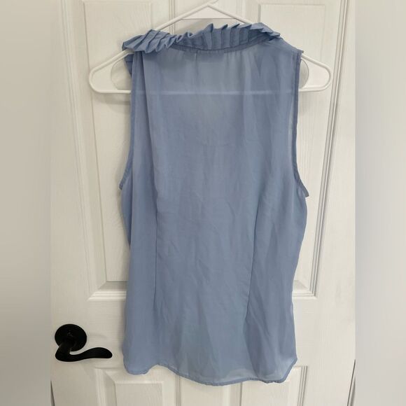 New York & Company Light Dusty Blue Button Front Ruffle Tank Top Women’s Size M - Picture 4 of 6